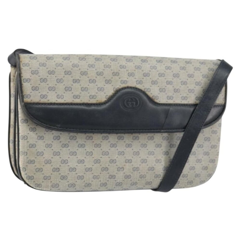 Authentic GUCCI Micro GG Supreme Shoulder Bag PVC Navy Gold 004 106 0024
